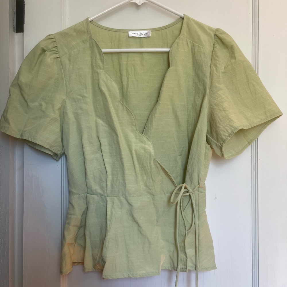 Women's Green Wrap Top